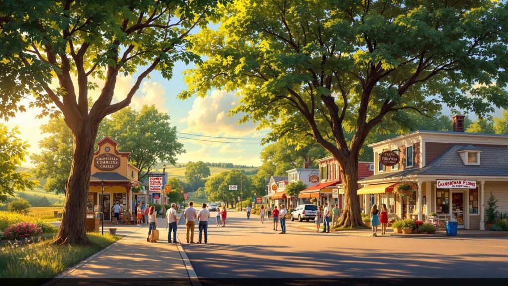 a group of people walking on a street - about us