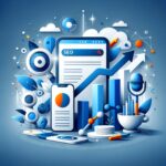 a digital illustration of a website ranking locally for SEO and AEO